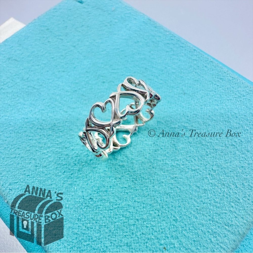 Tiffany & Co. 925 Silver Paloma Picasso Endless Loving Heart Ring Sz. US 5 (pch)
